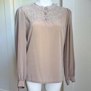 90s Tan Long Sleeve Blouse